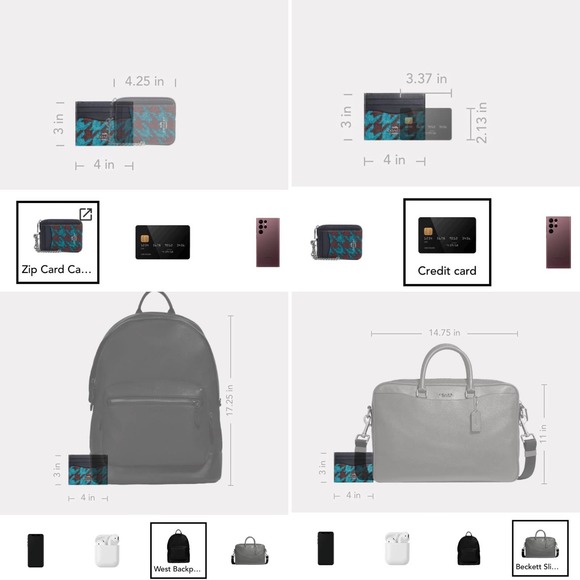 Coach Slim ID Card Case w/Houndstooth Print Teal/Wine/Silver, NWT - Picture 8 of 8